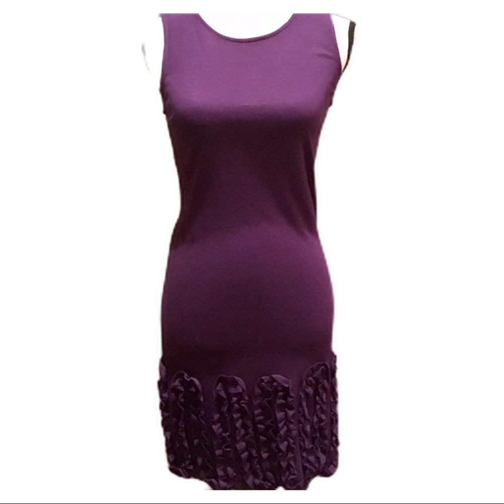 Purple cocktail dress; removable knit vest, Adore. - Picture 2 of 8